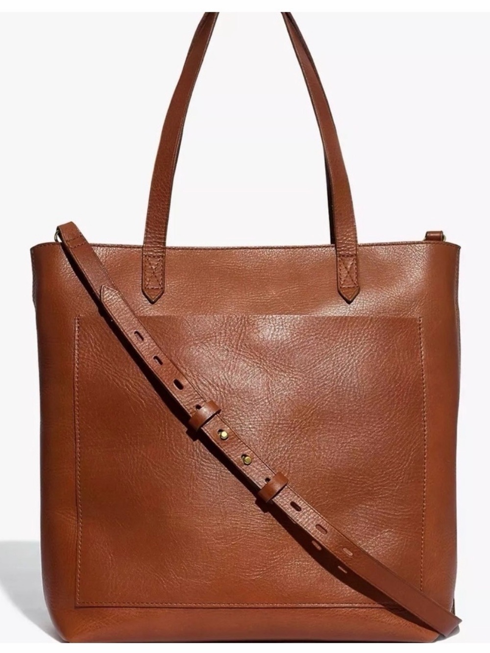 Madewell Classic Brown Leather Tote Bag with Adjustable Strap